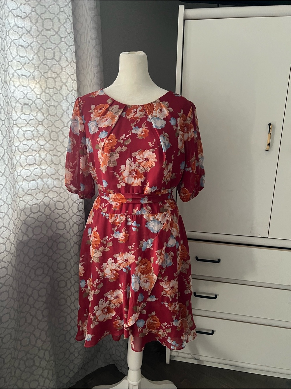 Floral Red Dress